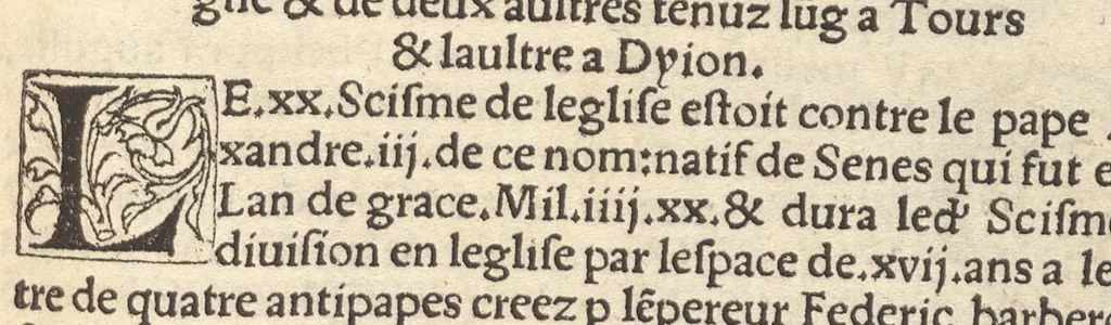 An illustration from Le promptuaire des conciles de leglise catholique, auec les scismes & la differe[n]ce diceulx, 1533, leaf 64