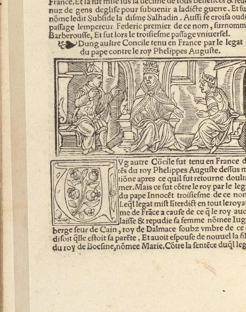 An illustration from Le promptuaire des conciles de leglise catholique, auec les scismes & la differe[n]ce diceulx, 1533, leaf 67