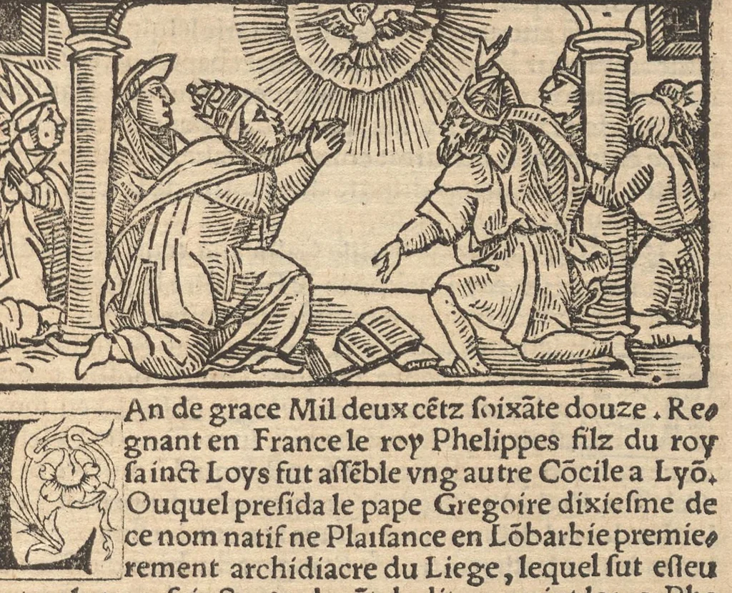 An illustration from Le promptuaire des conciles de leglise catholique, auec les scismes & la differe[n]ce diceulx, 1533, leaf 70