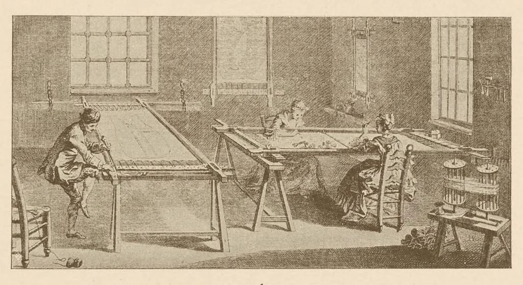 An illustration from Künstlerische entwicklung der weberei und stickerei innerhalb des europäischen kulturkreises von der spätantiken zeit bis zum beginne des XIX. jahrhundertes : mit ausschluss der volkskunst, 1904, leaf 280