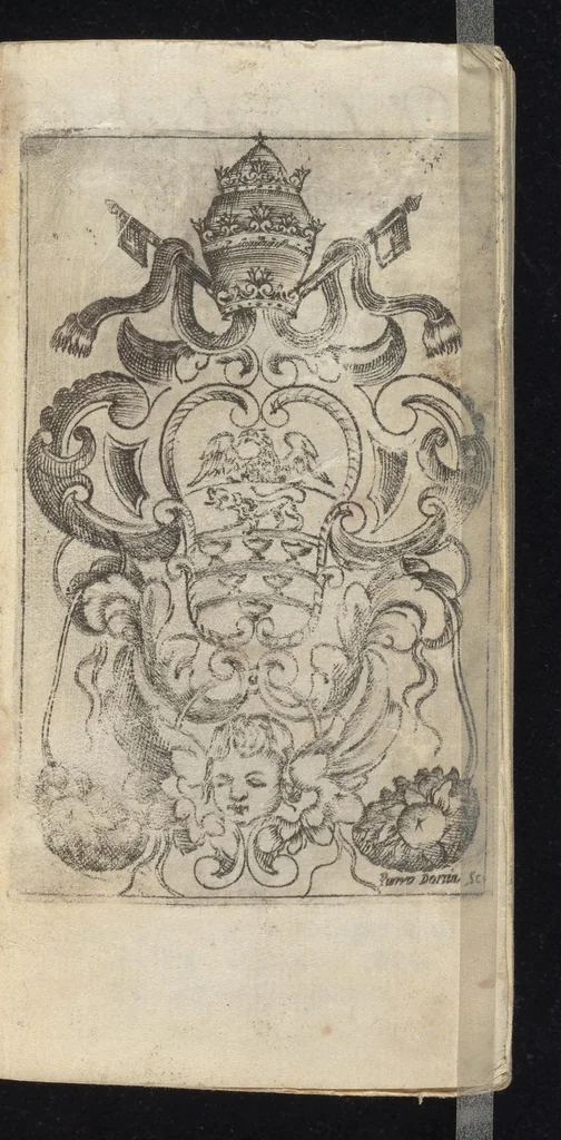 An illustration from Quattro portenti della natura, dell'arte, della grazia, e della gloria : rappresentati dalla nobile città di Messina, nell'anno 1685 ne' festeggiamenti della sagra lettera che le scrisse Maria Vergine, consegrati alla Santità di N.S. Innocenzo XI. Pon. O.M. co[n] le notizie più notabili della stessa città, e nel fine con vna difesa legitima della diuina lettera, 1685, leaf 6