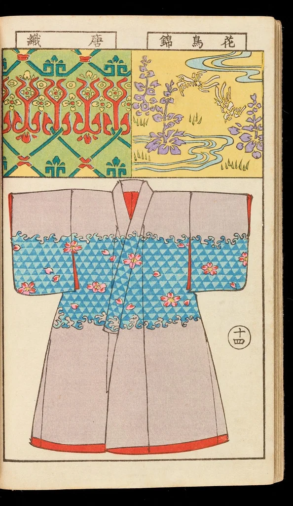 An illustration from Moyō bijutsu benran, 1893, leaf 17