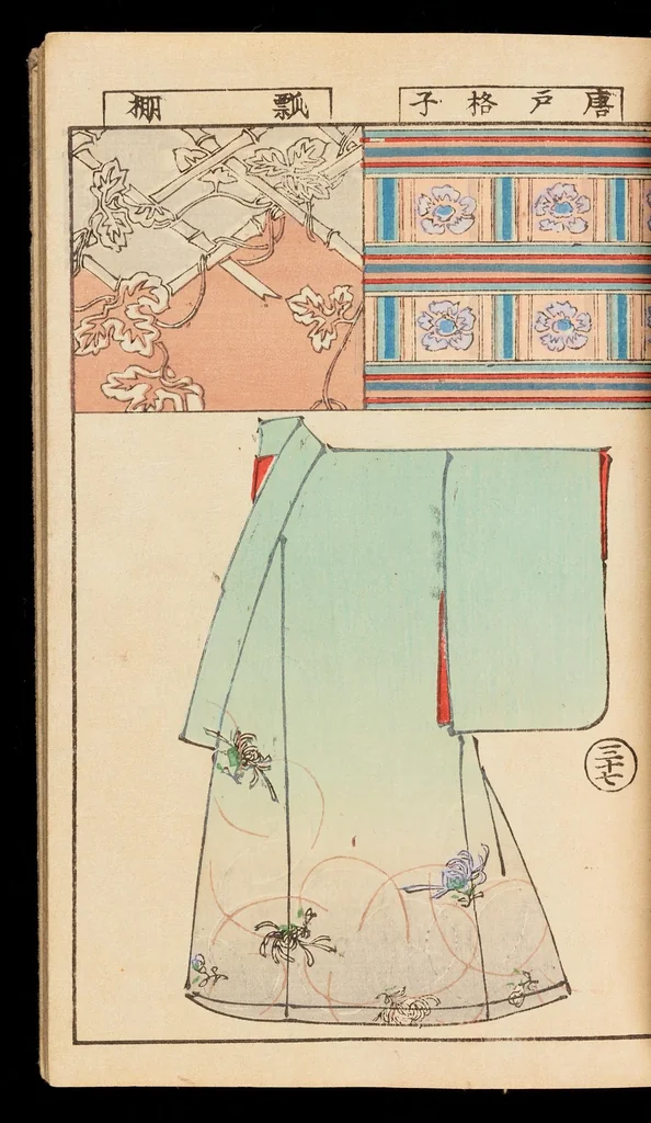 An illustration from Moyō bijutsu benran, 1893, leaf 40