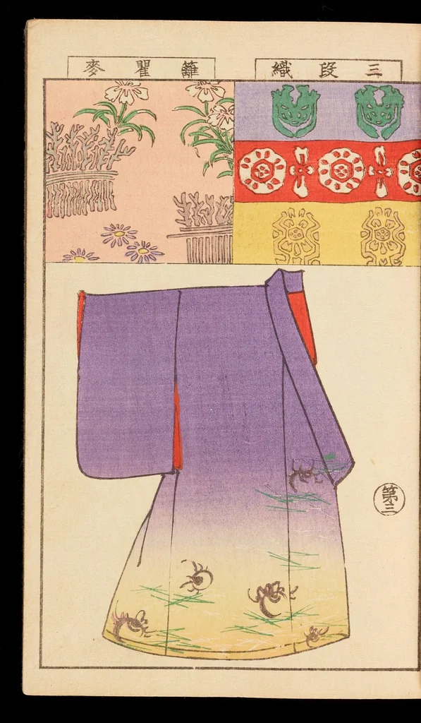 An illustration from Moyō bijutsu benran, 1893, leaf 6