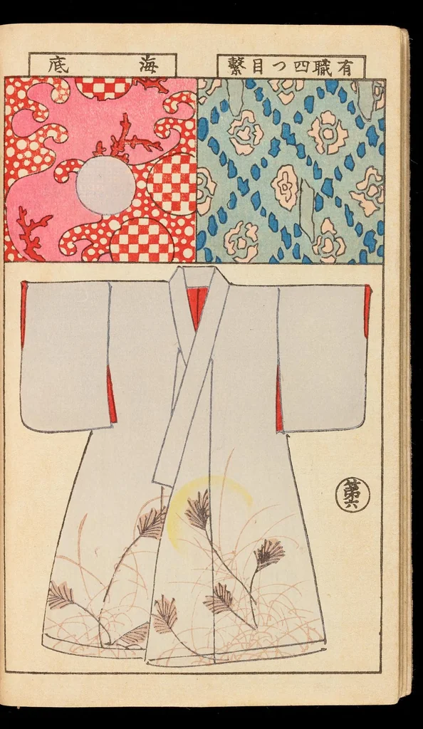 An illustration from Moyō bijutsu benran, 1893, leaf 9