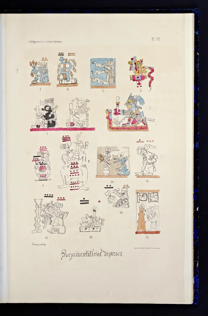 An illustration from Essai sur le déchiffrement de l'écriture hiératique de l'Amérique Centrale, 1876, leaf 84