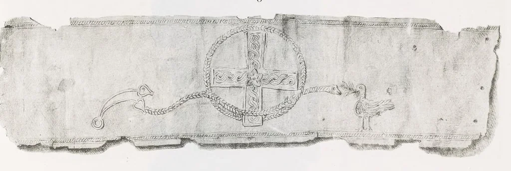 An illustration from Commenti sopra suppellettili sacre di argento ed oro appartenute ai primissimi secoli della chiesa : pubblicati gia il 1o gennaio 1888 pel faustissimo giorno del sacerdotale giubileo di papa Leone XIII e dedicati ai cultori di archeologia cristiana, 1890, leaf 24