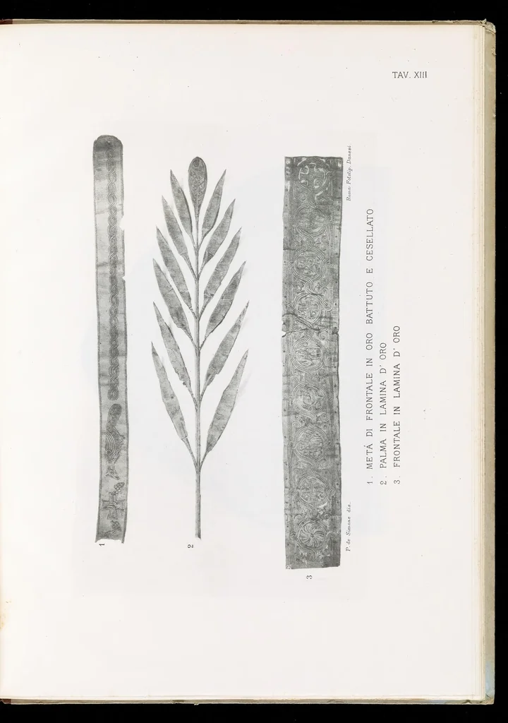 An illustration from Commenti sopra suppellettili sacre di argento ed oro appartenute ai primissimi secoli della chiesa : pubblicati gia il 1o gennaio 1888 pel faustissimo giorno del sacerdotale giubileo di papa Leone XIII e dedicati ai cultori di archeologia cristiana, 1890, leaf 30