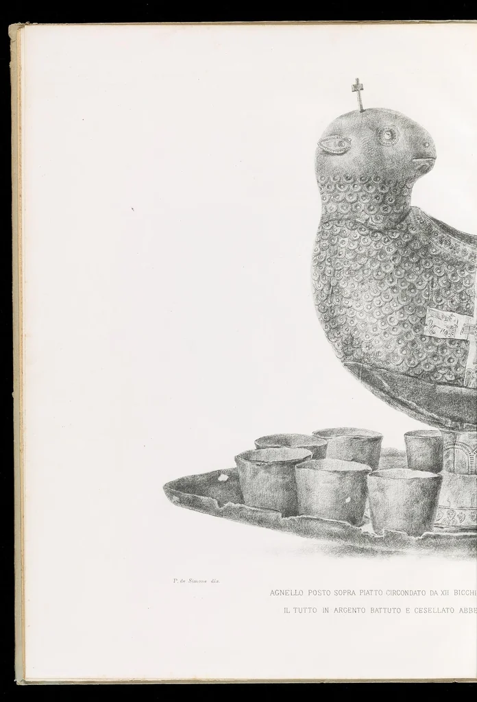 An illustration from Commenti sopra suppellettili sacre di argento ed oro appartenute ai primissimi secoli della chiesa : pubblicati gia il 1o gennaio 1888 pel faustissimo giorno del sacerdotale giubileo di papa Leone XIII e dedicati ai cultori di archeologia cristiana, 1890, leaf 53