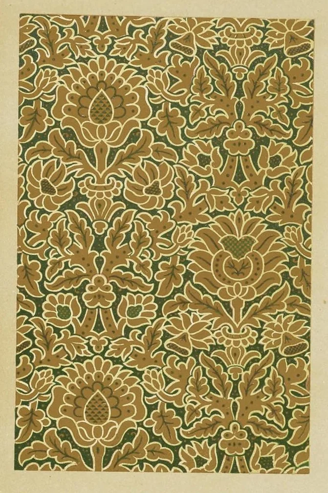 An illustration from L'art, la décoration et l'ornement des étoffes et des tissus chez les anciens et chez les modernes. Recueil historique, pratique et technique de décorations polychromes, 1870, leaf 254