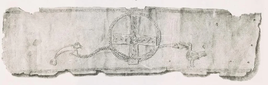 An illustration from Commenti sopra suppellettili sacre di argento ed oro appartenute ai primissimi secoli della chiesa : pubblicati gia il 1o gennaio 1888 pel faustissimo giorno del sacerdotale giubileo di papa Leone XIII e dedicati ai cultori di archeologia cristiana, 1890, leaf 24