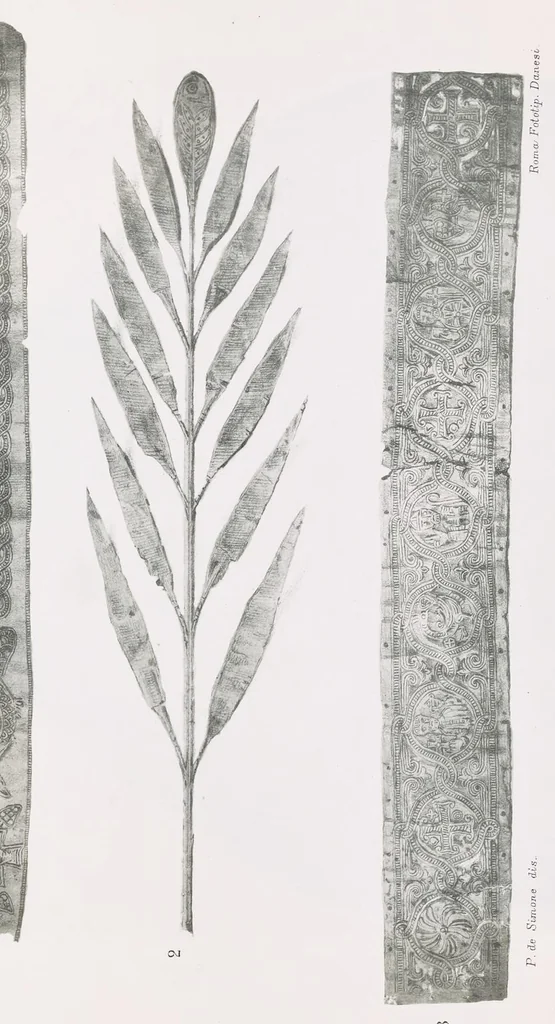 An illustration from Commenti sopra suppellettili sacre di argento ed oro appartenute ai primissimi secoli della chiesa : pubblicati gia il 1o gennaio 1888 pel faustissimo giorno del sacerdotale giubileo di papa Leone XIII e dedicati ai cultori di archeologia cristiana, 1890, leaf 30