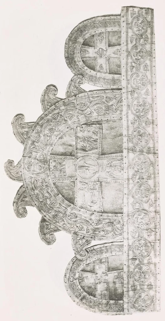 An illustration from Commenti sopra suppellettili sacre di argento ed oro appartenute ai primissimi secoli della chiesa : pubblicati gia il 1o gennaio 1888 pel faustissimo giorno del sacerdotale giubileo di papa Leone XIII e dedicati ai cultori di archeologia cristiana, 1890, leaf 34