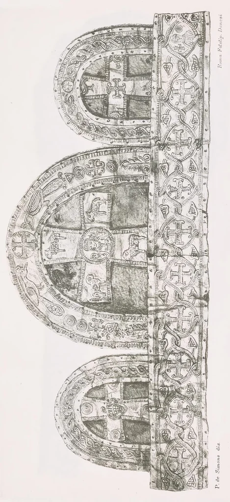 An illustration from Commenti sopra suppellettili sacre di argento ed oro appartenute ai primissimi secoli della chiesa : pubblicati gia il 1o gennaio 1888 pel faustissimo giorno del sacerdotale giubileo di papa Leone XIII e dedicati ai cultori di archeologia cristiana, 1890, leaf 36