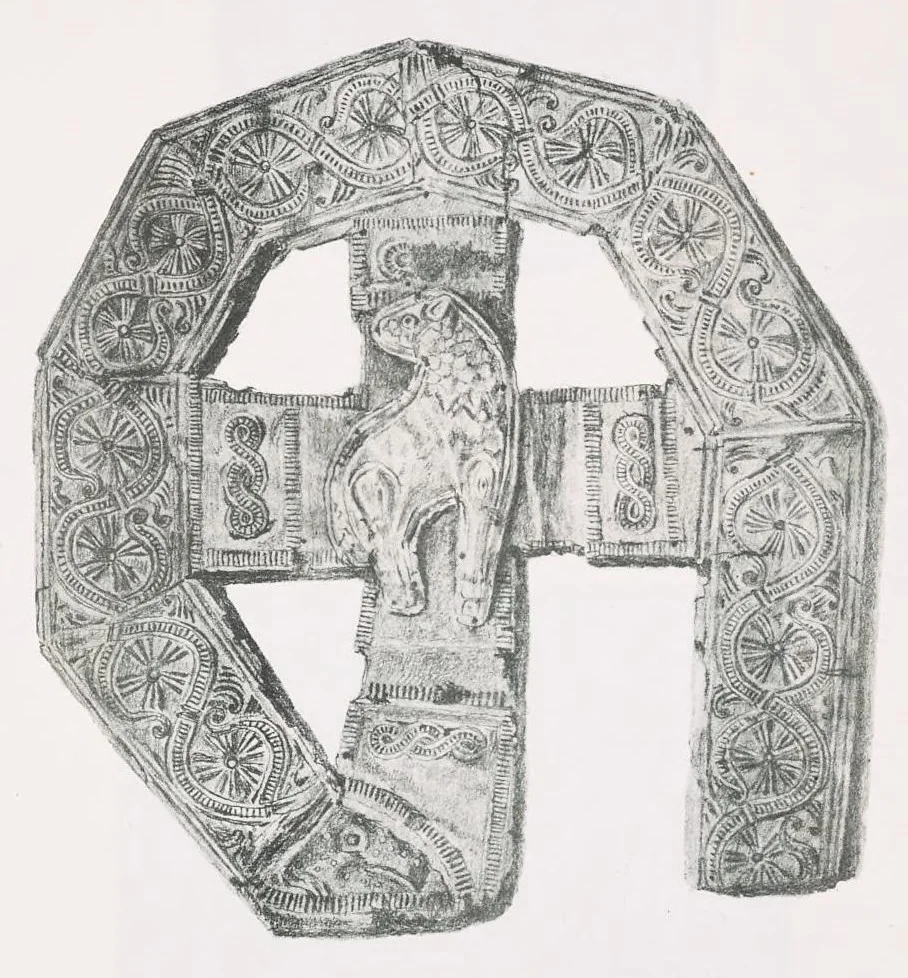 An illustration from Commenti sopra suppellettili sacre di argento ed oro appartenute ai primissimi secoli della chiesa : pubblicati gia il 1o gennaio 1888 pel faustissimo giorno del sacerdotale giubileo di papa Leone XIII e dedicati ai cultori di archeologia cristiana, 1890, leaf 40