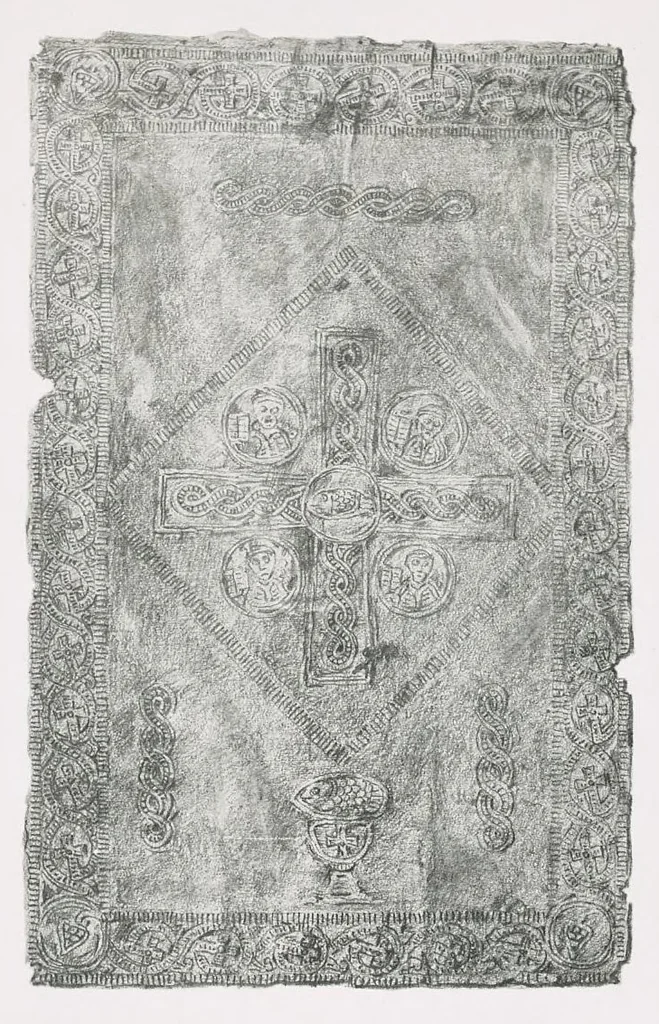 An illustration from Commenti sopra suppellettili sacre di argento ed oro appartenute ai primissimi secoli della chiesa : pubblicati gia il 1o gennaio 1888 pel faustissimo giorno del sacerdotale giubileo di papa Leone XIII e dedicati ai cultori di archeologia cristiana, 1890, leaf 56
