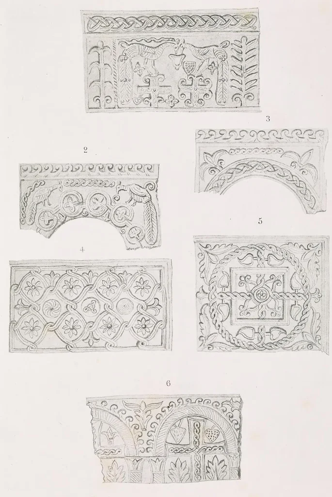 An illustration from Commenti sopra suppellettili sacre di argento ed oro appartenute ai primissimi secoli della chiesa : pubblicati gia il 1o gennaio 1888 pel faustissimo giorno del sacerdotale giubileo di papa Leone XIII e dedicati ai cultori di archeologia cristiana, 1890, leaf 62