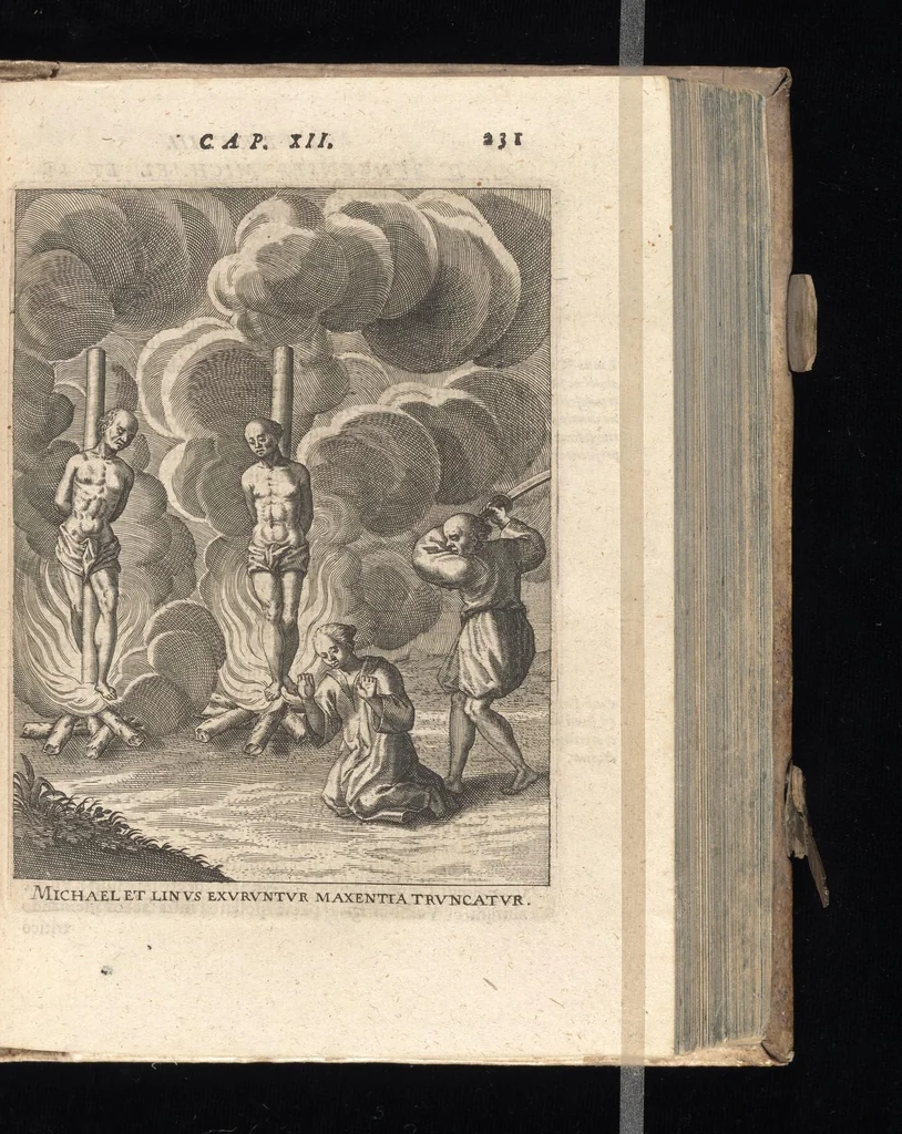 An illustration from De Christianis apud Iaponios Triumphis, siue, De grauissima ibidem contra Christi fidem persecutione exorta anno MDCXII usq[ue] ad annum MDCXX. libri quinq[ue] : in annos totidem summa cum fide ex annuis Societatis Iesu litteris continua historiae serie distributi, 1623, leaf 252