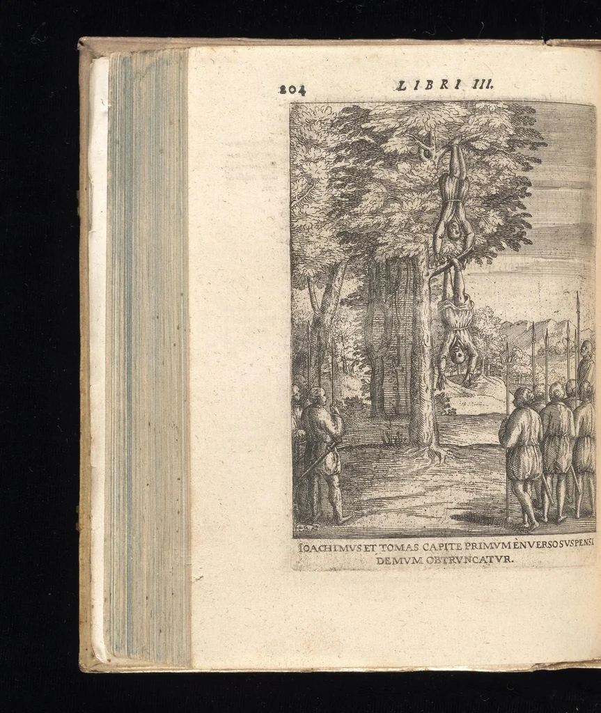 An illustration from De Christianis apud Iaponios Triumphis, siue, De grauissima ibidem contra Christi fidem persecutione exorta anno MDCXII usq[ue] ad annum MDCXX. libri quinq[ue] : in annos totidem summa cum fide ex annuis Societatis Iesu litteris continua historiae serie distributi, 1623, leaf 261