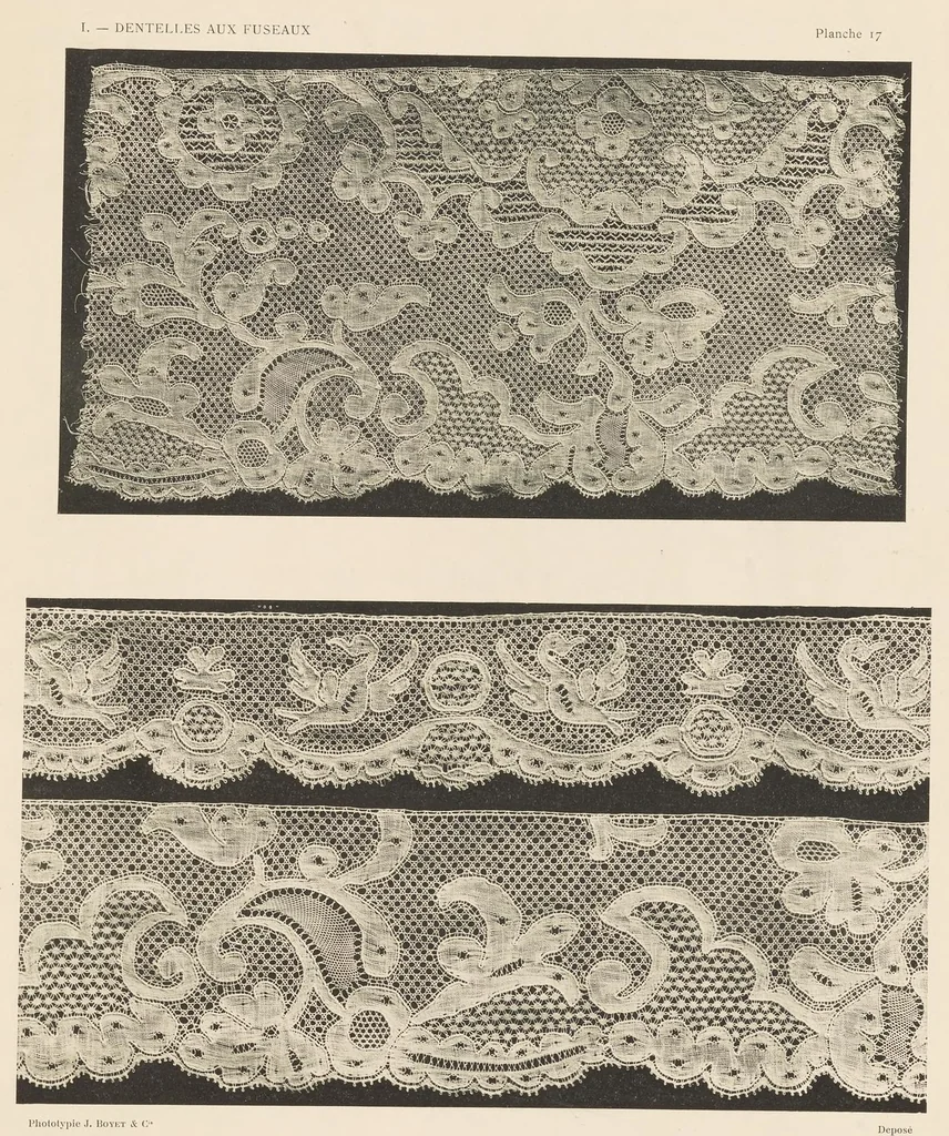An illustration from Les dentelles à la main: dentelles aux fuseaux--dentelles à l'aiguille--dentelles à points mélangés; 135 planches, accompagnées de légendes et précédées de descriptions détaillées des différents points, 1906, leaf 108