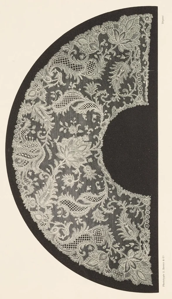 An illustration from Les dentelles à la main: dentelles aux fuseaux--dentelles à l'aiguille--dentelles à points mélangés; 135 planches, accompagnées de légendes et précédées de descriptions détaillées des différents points, 1906, leaf 212