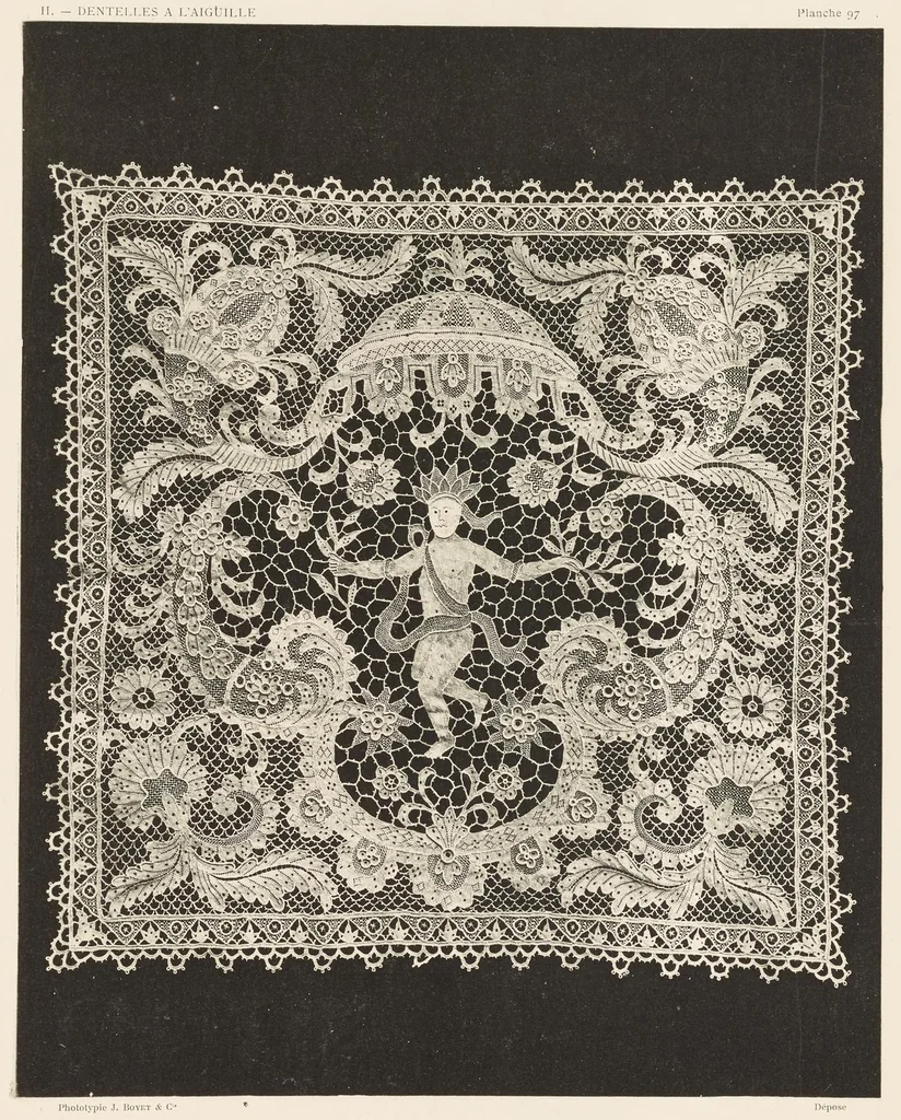 An illustration from Les dentelles à la main: dentelles aux fuseaux--dentelles à l'aiguille--dentelles à points mélangés; 135 planches, accompagnées de légendes et précédées de descriptions détaillées des différents points, 1906, leaf 244