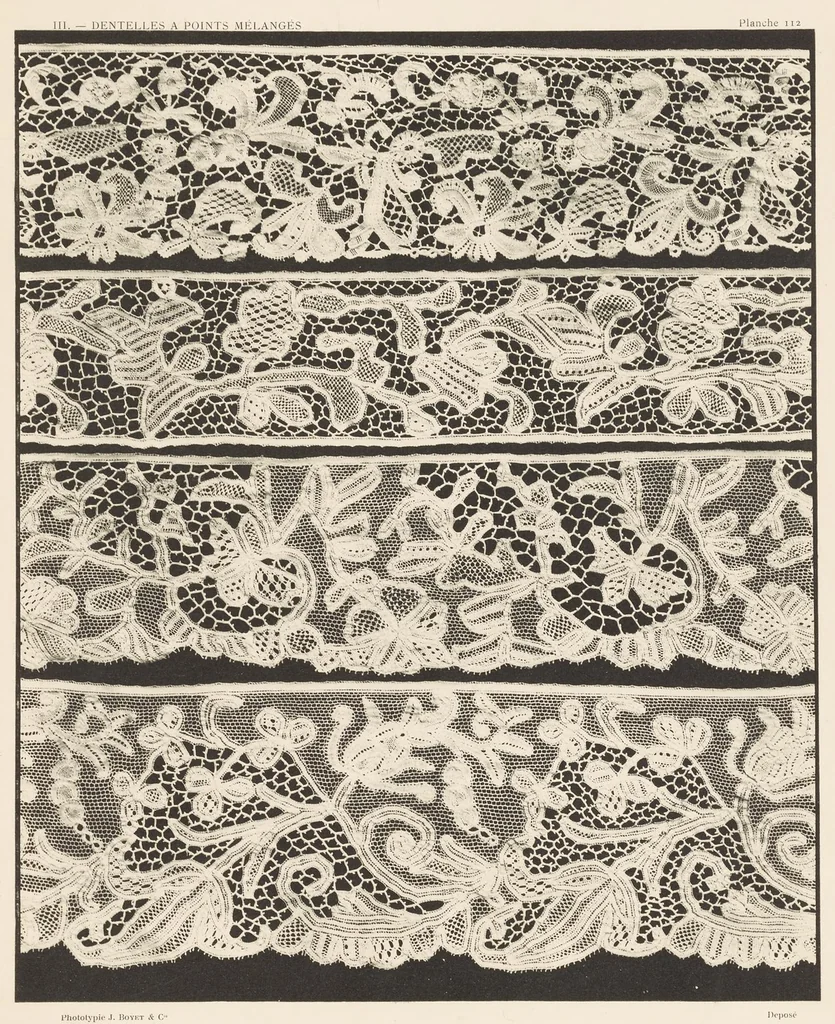 An illustration from Les dentelles à la main: dentelles aux fuseaux--dentelles à l'aiguille--dentelles à points mélangés; 135 planches, accompagnées de légendes et précédées de descriptions détaillées des différents points, 1906, leaf 276