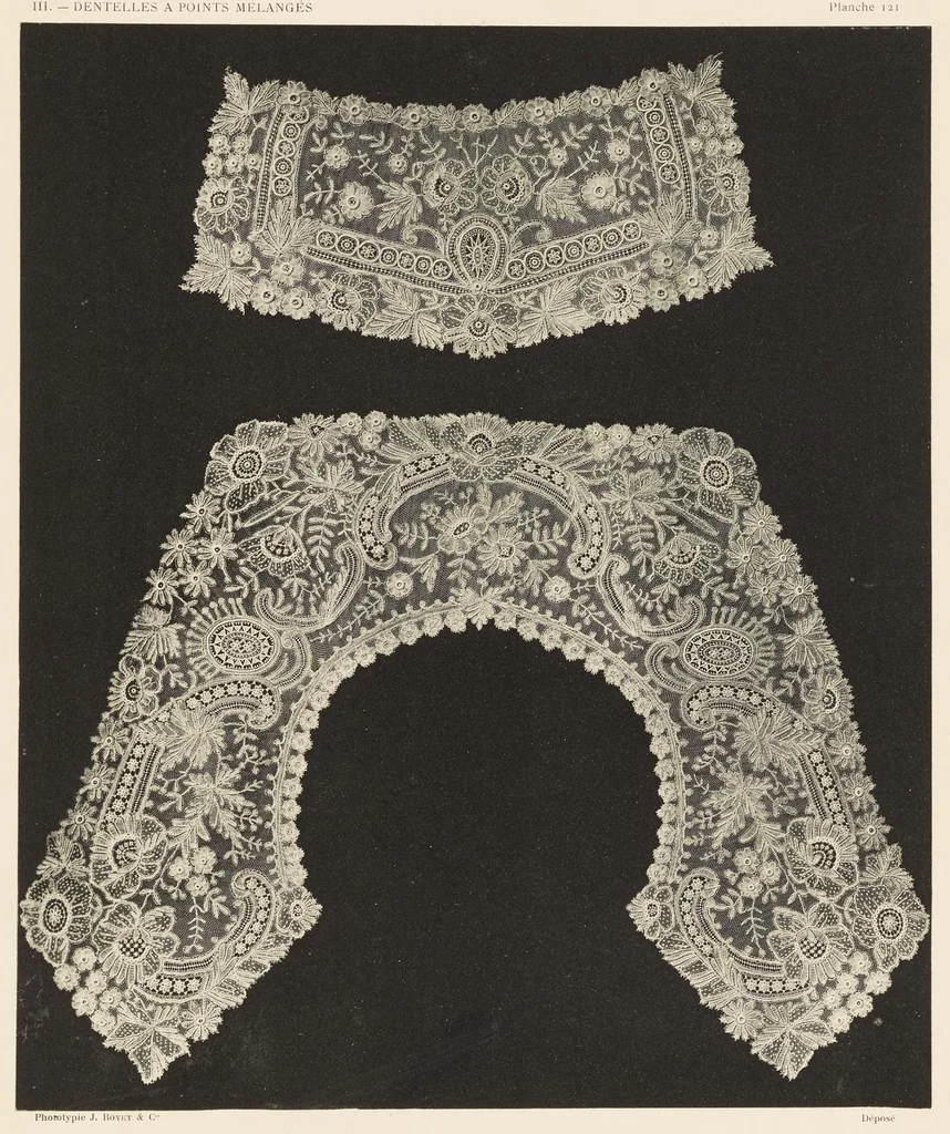 An illustration from Les dentelles à la main: dentelles aux fuseaux--dentelles à l'aiguille--dentelles à points mélangés; 135 planches, accompagnées de légendes et précédées de descriptions détaillées des différents points, 1906, leaf 294