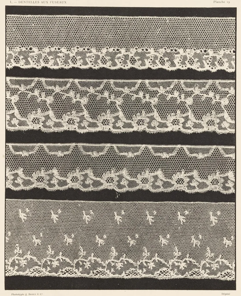 An illustration from Les dentelles à la main: dentelles aux fuseaux--dentelles à l'aiguille--dentelles à points mélangés; 135 planches, accompagnées de légendes et précédées de descriptions détaillées des différents points, 1906, leaf 78