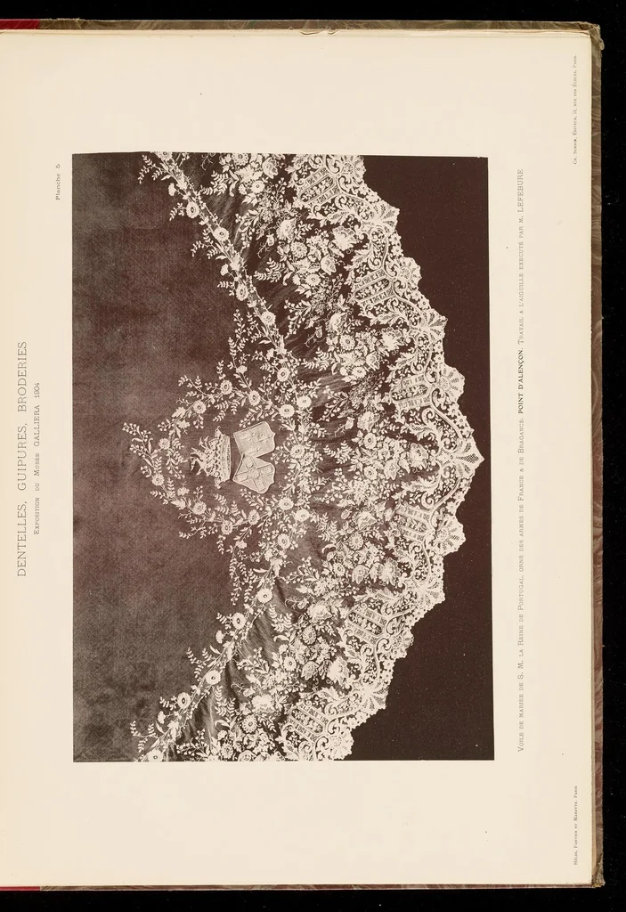 An illustration from Dentelles, guipures, broderies ajourées, 1904, leaf 14