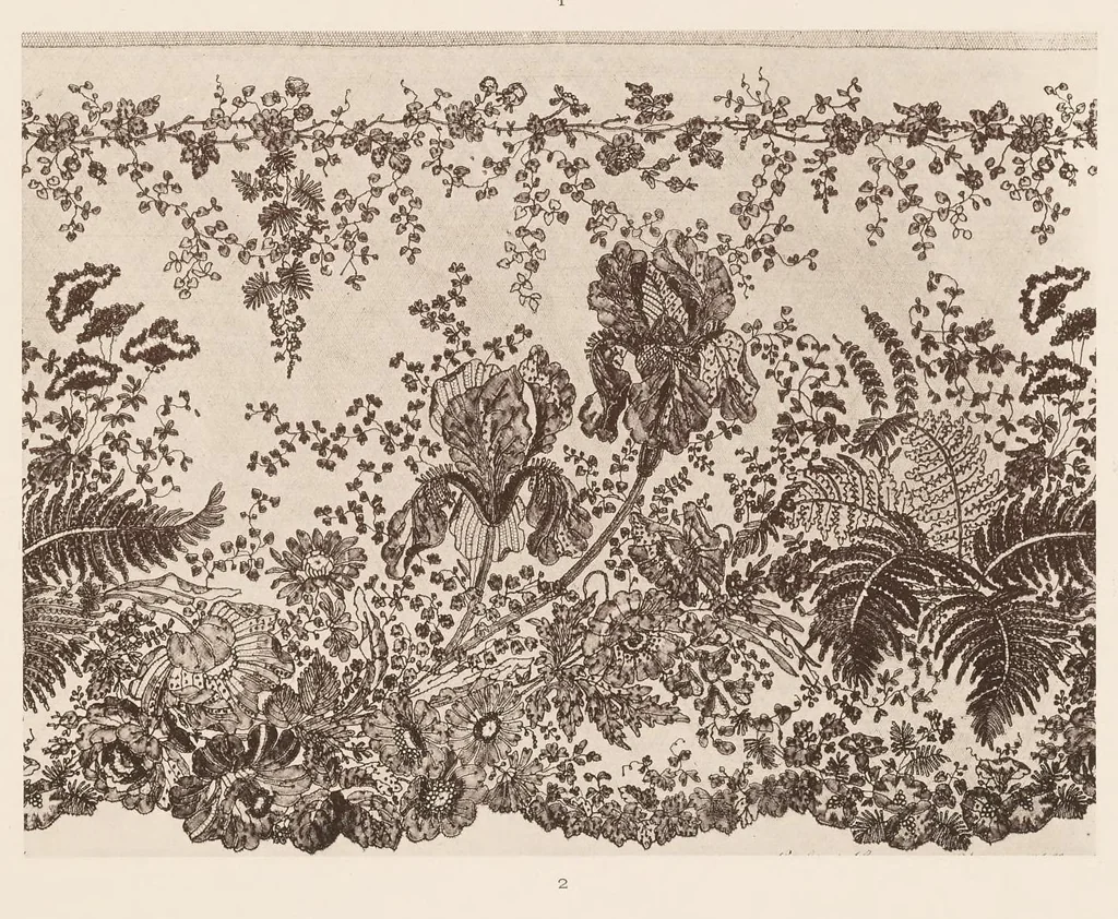 An illustration from Dentelles, guipures, broderies ajourées, 1904, leaf 18