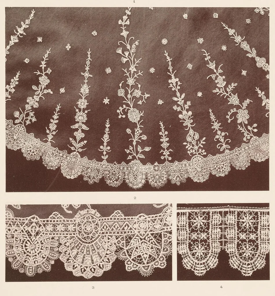 An illustration from Dentelles, guipures, broderies ajourées, 1904, leaf 62