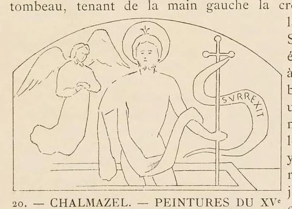 An illustration from Les peintures murales du Moyen Age & de la Renaissance en Forez, 1900, leaf 66