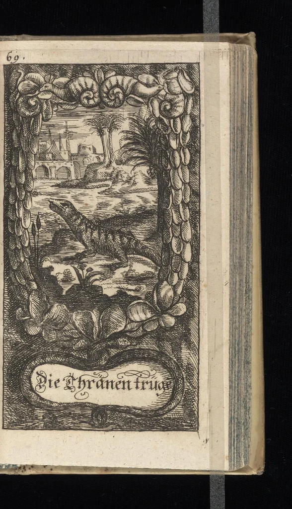 An illustration from Vernünfftige Gemühts-Beruhigung, oder, Kurze Lehr-Sätze wie die Begierden bey allen Begebenheiten vernünfftig und wol zu regieren, und die wahre Zufriedenheit zu befördern, 1684, leaf 102