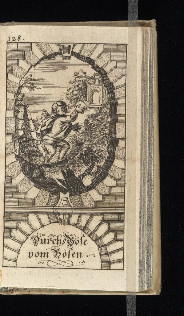 An illustration from Vernünfftige Gemühts-Beruhigung, oder, Kurze Lehr-Sätze wie die Begierden bey allen Begebenheiten vernünfftig und wol zu regieren, und die wahre Zufriedenheit zu befördern, 1684, leaf 174