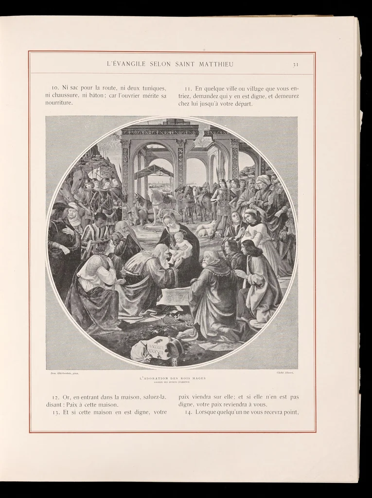 An illustration from Les saints évangiles : illustrations d'apres les maitres des XIVe, XVe, & XVIe siècles, 1899, leaf 46