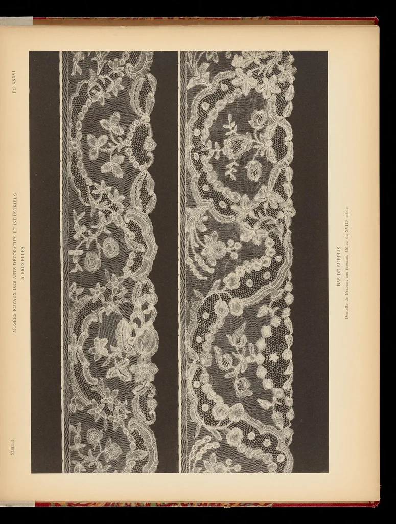 An illustration from Matériaux pour servir à l'histoire de la dentelle en Belgique, 1908, leaf 134