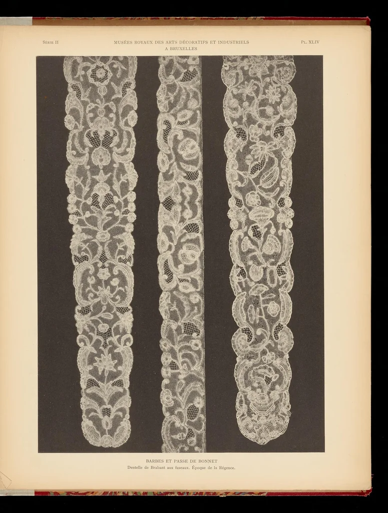 An illustration from Matériaux pour servir à l'histoire de la dentelle en Belgique, 1908, leaf 150