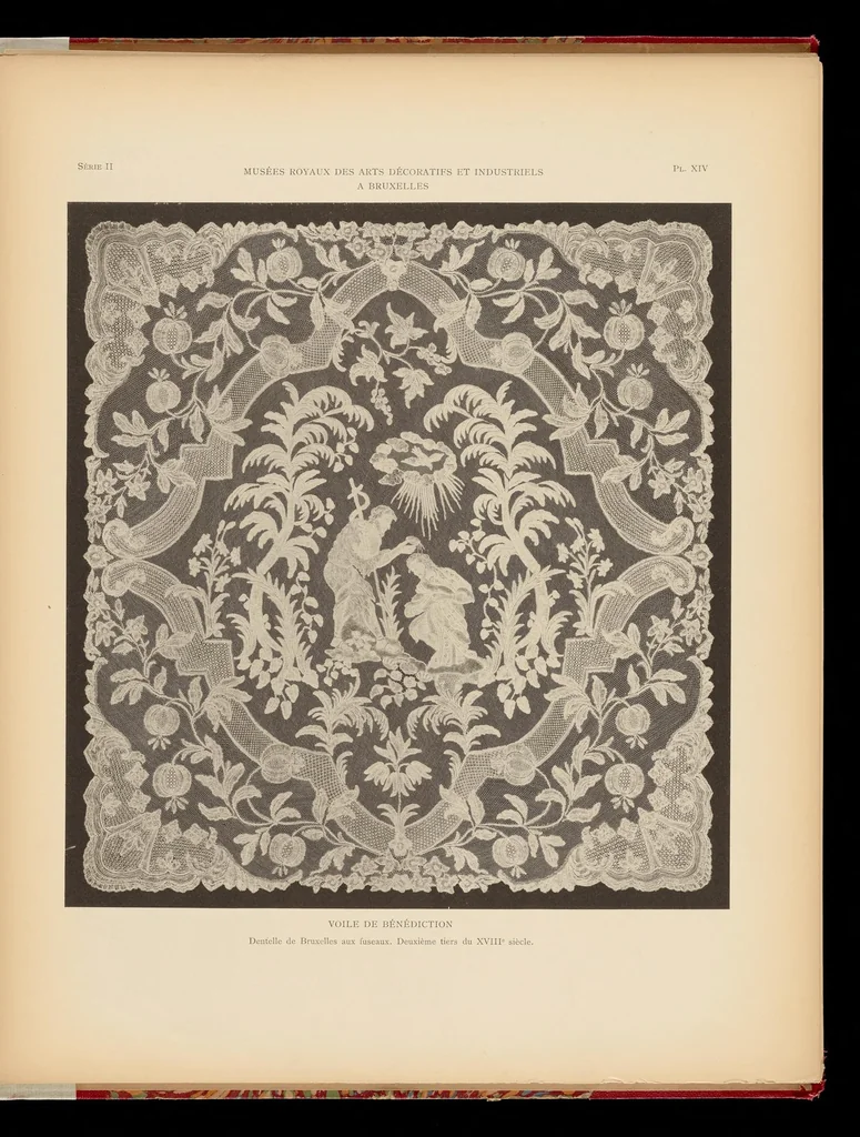 An illustration from Matériaux pour servir à l'histoire de la dentelle en Belgique, 1908, leaf 90