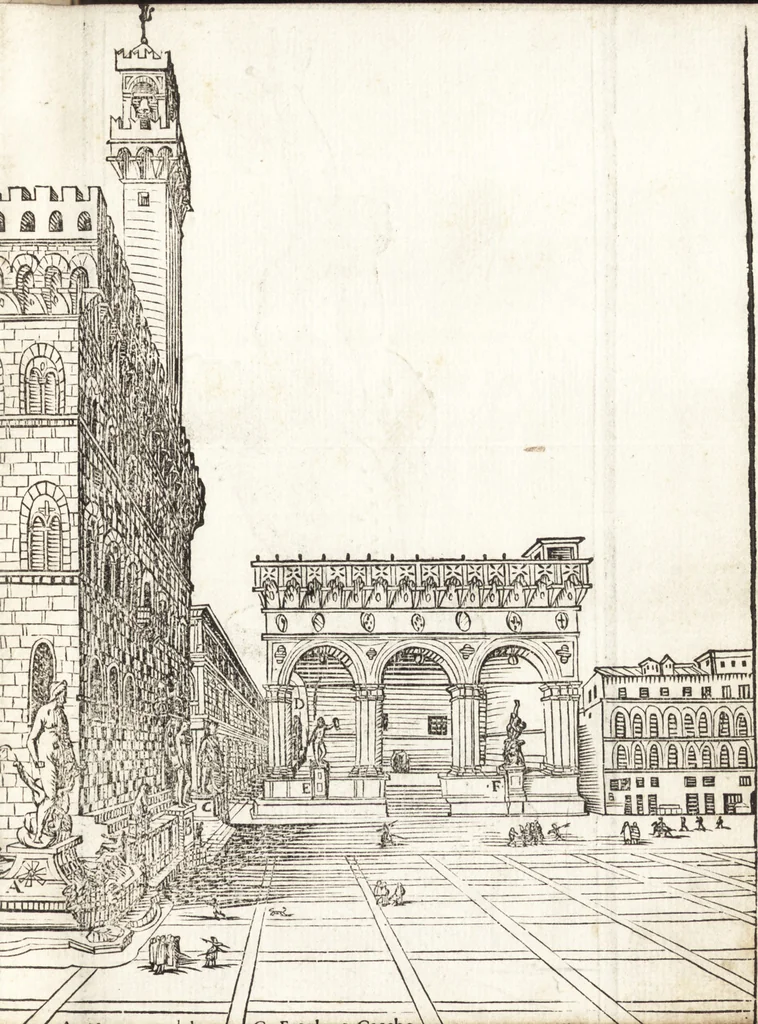An illustration from Alcvne composizioni di diversi avtori in lode del ritratto della Sabina. Scolpito in marmo dall'eccellentissimo m. Giouanni Bologna, posto nella piazza del serenissimo gran duca di Toscana, 1583, leaf 12