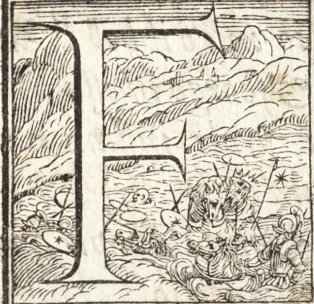 An illustration from Alcvne composizioni di diversi avtori in lode del ritratto della Sabina. Scolpito in marmo dall'eccellentissimo m. Giouanni Bologna, posto nella piazza del serenissimo gran duca di Toscana, 1583, leaf 18