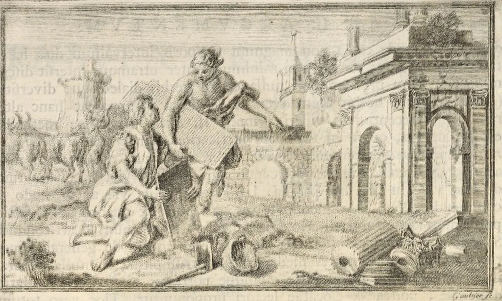 An illustration from Alexii Symmachi Mazochii Neapolit. ecclesiae canonici, regii sacrae scripturae interpretis Commentariorvm in Regii Hercvlanensis Mvsei aeneas Tabvlas heracleenses pars I[-II] .., 1754, leaf 292