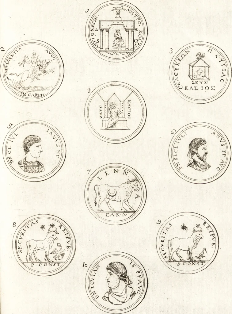 An illustration from Ammiani Marcellini Rerum gestarum qui de XXXI supersunt, libri XVIII, 1693, leaf 44