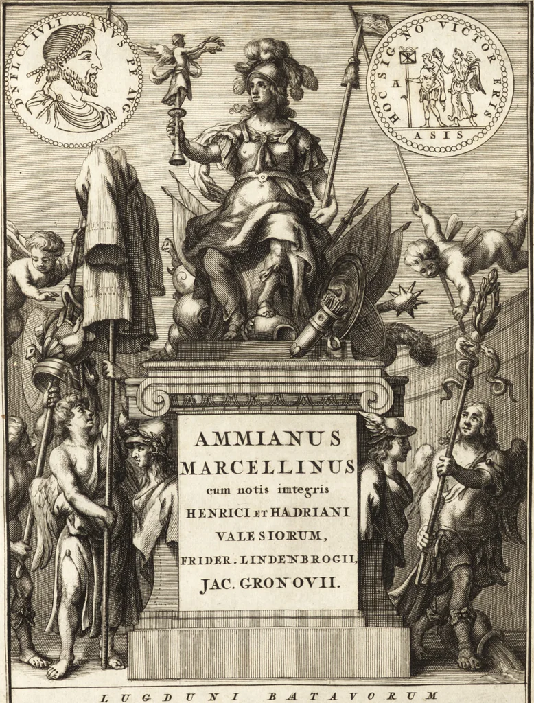An illustration from Ammiani Marcellini Rerum gestarum qui de XXXI supersunt, libri XVIII, 1693, leaf 6