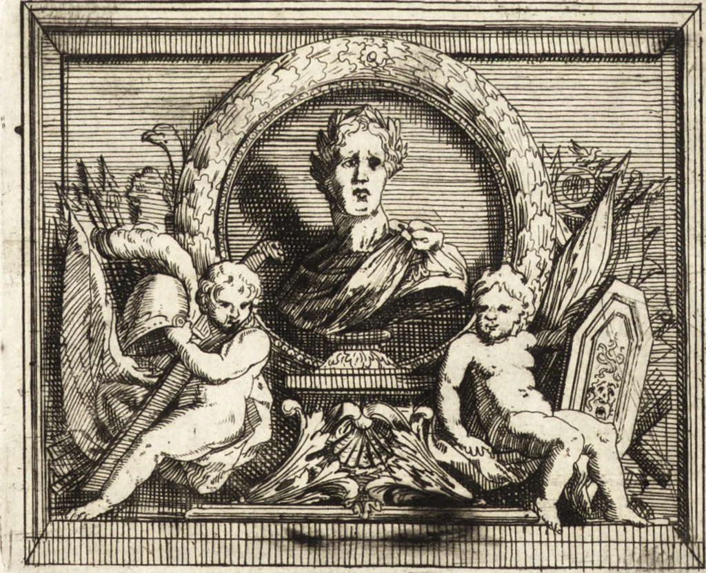 An illustration from Ammiani Marcellini Rerum gestarum qui de XXXI supersunt, libri XVIII, 1693, leaf 8