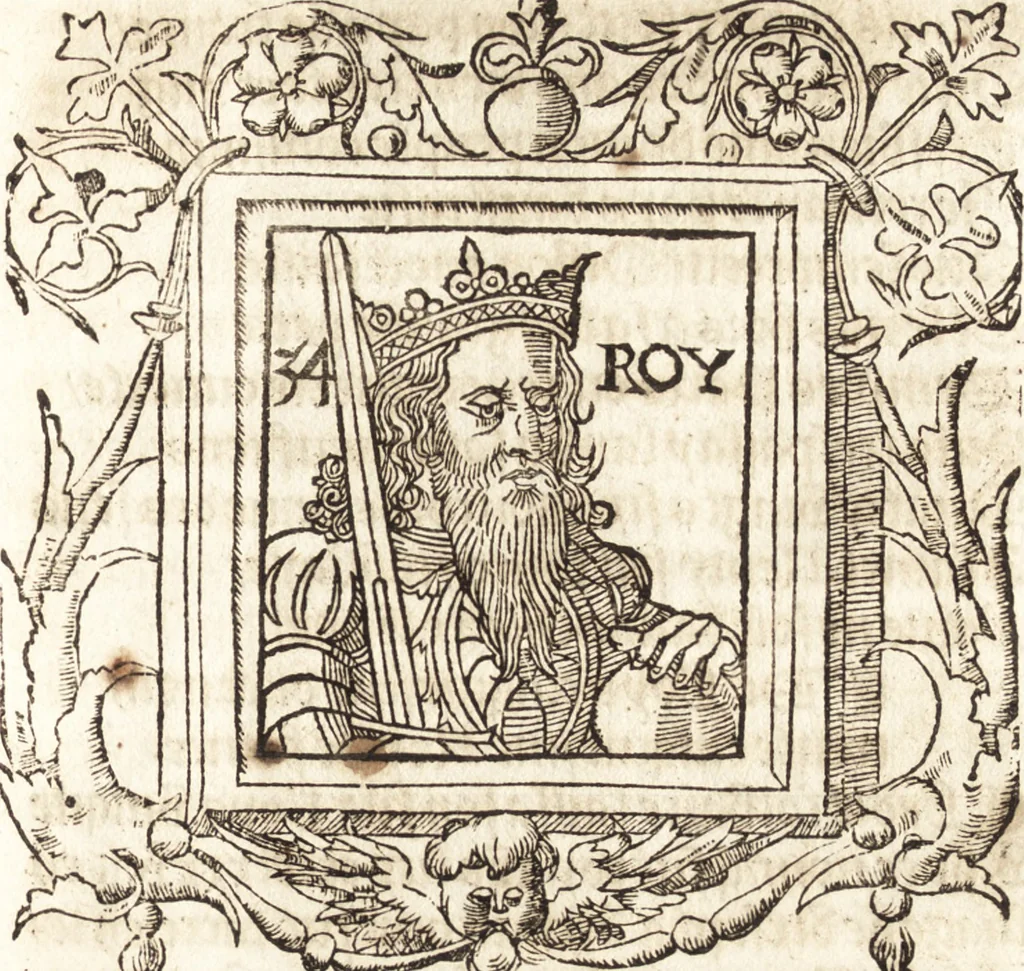 An illustration from Les anciennes et modernes genealogies des roys de France et mesment du roy Pharamond : auec leurs epitaphes et effigies .., 1527, leaf 234