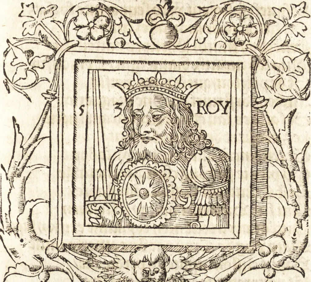 An illustration from Les anciennes et modernes genealogies des roys de France et mesment du roy Pharamond : auec leurs epitaphes et effigies .., 1527, leaf 314