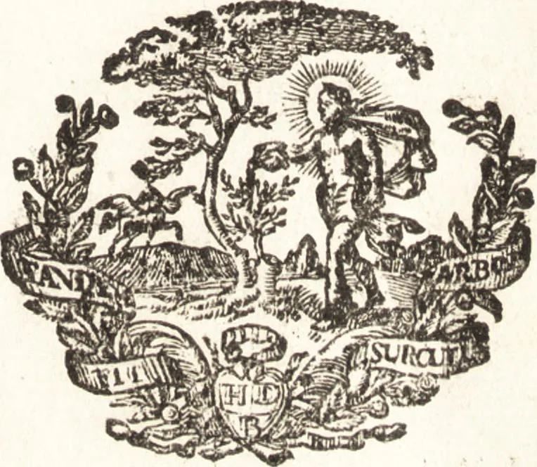 An illustration from Antonii van Dale M.D. De oraculis ethnicorum dissertationes duae : quarum prior de ipsorum duratione ac defectu, posterior de eorundem auctoribus : accedit et schediasma de consecrationibus ethnicis, 1683, leaf 6