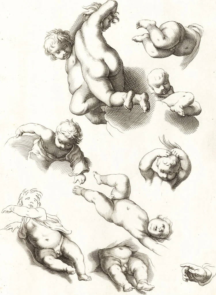 An illustration from Ars pictoria : or, An academy treating of drawing, painting, limning and etching : to which are added thirty copper plates expressing the choicest, nearest, and most exact grounds and rules of symmetry, 1669, leaf 156