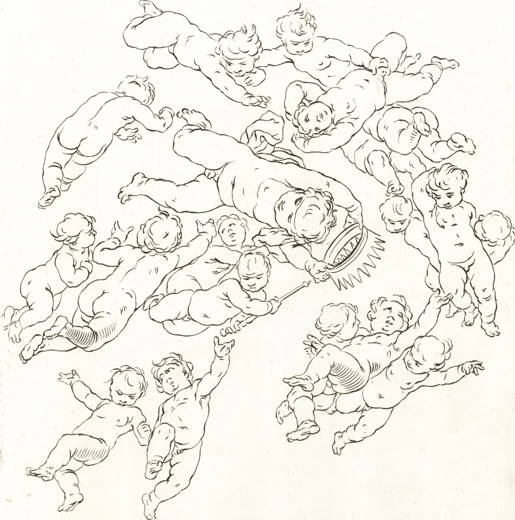 An illustration from Ars pictoria : or, An academy treating of drawing, painting, limning and etching : to which are added thirty copper plates expressing the choicest, nearest, and most exact grounds and rules of symmetry, 1669, leaf 170